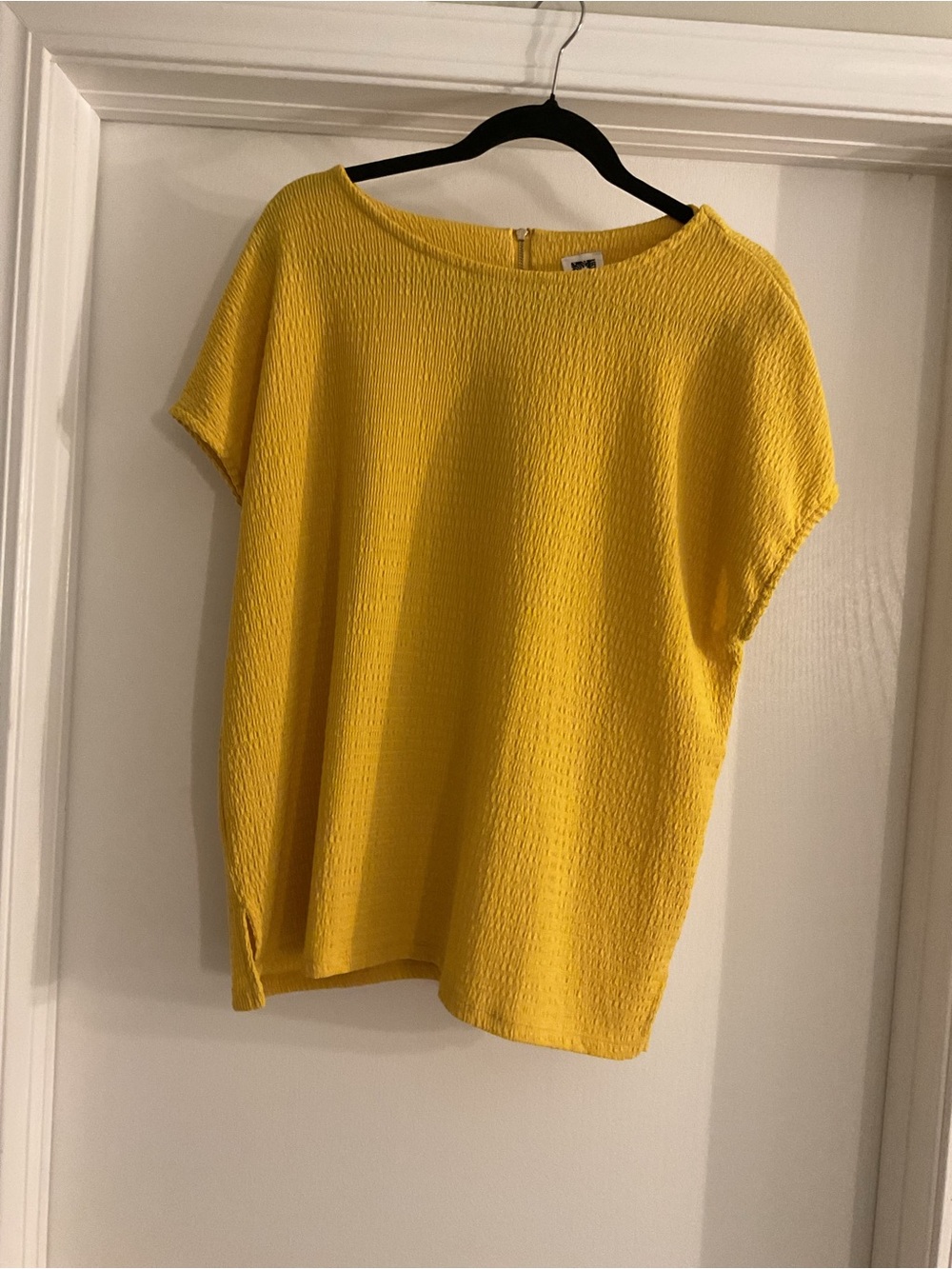 Anne Klein Bold Textured Short-Sleeve Top in Yellow